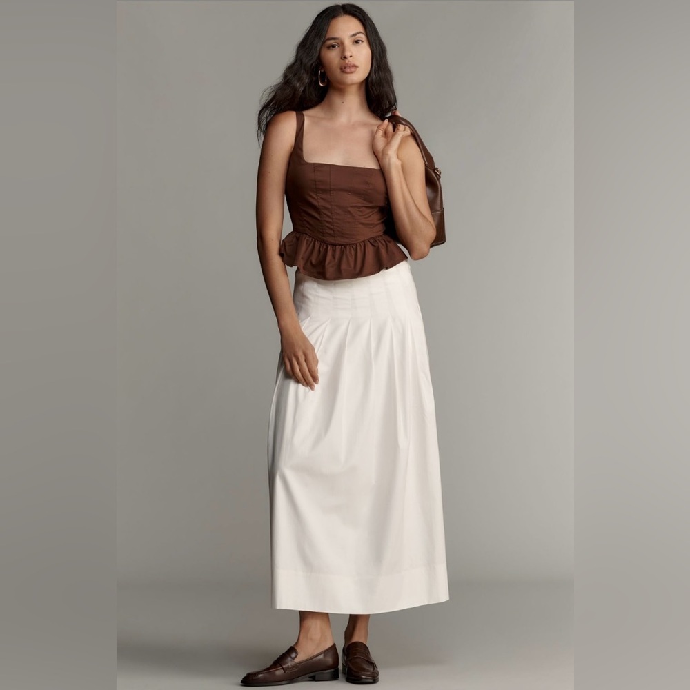 NWT Anthropologie Square Neck Corset Peplum Tank Brown size XL - Picture 3 of 6